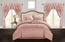 Load image into Gallery viewer, Chic Home Mykonos 20 Piece Comforter Set Striped Ruched Ruffled Embossed Bag Bedding, Queen, Coral