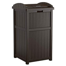 Load image into Gallery viewer, Suncast Trash Hideaway Outdoor Patio 33 Gallon Garbage Waste Trash Can Bin, Java (2 Pack)