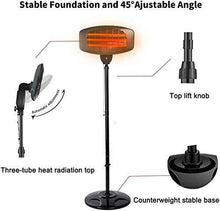 Load image into Gallery viewer, Electric Outdoor Patio Heater - 3 Power Levels Outdoor Heater for 650/1350W/2000W Infrared Carbon Tube Heater Overheat Protection &Tip-Over Shut Off Home Freestanding Space Heater for Courtyard