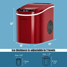 Load image into Gallery viewer, COSTWAY Ice Maker for Countertop, 26LBS/24H Portable and Compact Ice Maker Machine, Ice Cubes Ready in 6 Mins, Electric High Efficiency Express Clear Operation Control Panel with Ice Scoop (Red)