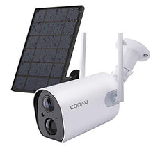 Load image into Gallery viewer, Wireless Solar Security Camera Outdoor, COOAU WiFi Rechargeable Battery Powered Home Cameras, 1080P Surveillance Camera with Night Vision, 2-Way Audio, IP65 Waterproof, Encrypted SD/Cloud Storage