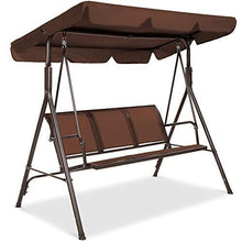 Load image into Gallery viewer, Best Choice Products 3-Seater Outdoor Adjustable Canopy Swing Glider, Patio Loveseat Bench for Deck, Porch w/Armrests, Textilene Fabric, Steel Frame - Brown