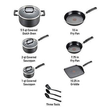 Load image into Gallery viewer, T-fal Signature Nonstick Dishwasher Safe Cookware Set, 12-Piece, Black
