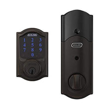 Load image into Gallery viewer, Schlage BE469ZP CAM 716 Schlage Connect Smart Deadbolt With Alarm Inbuilt Camelot Trim In Aged Bronze