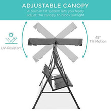 Load image into Gallery viewer, Best Choice Products 3-Seater Outdoor Adjustable Canopy Swing Glider, Patio Loveseat Bench for Deck, Porch w/Armrests, Textilene Fabric, Steel Frame - Gray