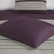Load image into Gallery viewer, Madison Park - Palmer 7 Piece Comforter Set - Plum - Full - Pieced Microsuede - Includes 1 Comforter, 3 Decorative Pillows, 1 Bed Skirt, 2 Shams