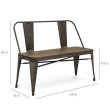 Load image into Gallery viewer, Best Choice Products 42in Indoor Outdoor Industrial Metal Rustic Farmhouse Dining Bench for Patio, Entryway, Garden, Backyard w/Wooden Seat, Removable Backrest, Non-Marring Foot Caps - Espresso