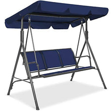 Load image into Gallery viewer, Best Choice Products 3-Seater Outdoor Adjustable Canopy Swing Glider, Patio Loveseat Bench for Deck, Porch w/Armrests, Textilene Fabric, Steel Frame - Navy