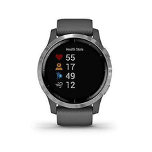 Load image into Gallery viewer, Garmin 010-02174-01 Vivoactive 4 Smartwatch, Shadow Gray/Stainless Bundle with Deco Gear Magnetic Wireless Sport Earbuds, Red with Carrying Case and Voltix 2600mAh Portable Power Bank