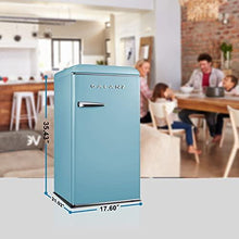 Load image into Gallery viewer, Galanz GLR33MBER10 Retro Compact Refrigerator, Single Door Fridge, Adjustable Mechanical Thermostat with Chiller, Blue, 3.3 Cu Ft