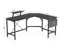 Load image into Gallery viewer, Cubiker Modern L-Shaped Computer Office Desk, Corner Gaming Desk with Monitor Stand, Home Office Study Writing Table Workstation for Small Spaces