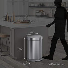Load image into Gallery viewer, simplehuman 60 Liter Semi-Round Hands-Free Kitchen Step Trash Can with Soft-Close Lid, Brushed