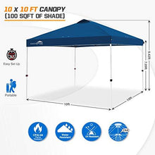 Load image into Gallery viewer, EAGLE PEAK 10’ x 10' Pop Up Canopy Tent Instant Outdoor Canopy Straight Leg Shelter with Adjustable Height and Wheeled Carrying Bag (Dark Blue)