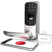 Load image into Gallery viewer, ULTRALOQ UL3 BT 2nd Gen Smart Lock + WiFi Bridge 5-in-1 Keyless Entry Electronic Door Handle, Satin Nickel