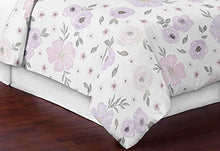 Load image into Gallery viewer, Sweet Jojo Designs Lavender Purple, Pink, Grey and White Shabby Chic Watercolor Floral Girl Full / Queen Teen Childrens Bedding Comforter Set - 3 pieces - Rose Flower