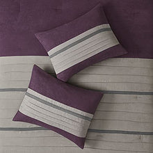 Load image into Gallery viewer, Madison Park - Palmer 7 Piece Comforter Set - Plum - Full - Pieced Microsuede - Includes 1 Comforter, 3 Decorative Pillows, 1 Bed Skirt, 2 Shams