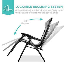 Load image into Gallery viewer, Best Choice Products Oversized Padded Zero Gravity Chair, Folding Outdoor Patio Recliner for Backyard, Beach w/Headrest, Side Tray, Textilene Mesh - Gray