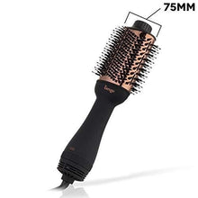 Load image into Gallery viewer, L’Ange Hair Le Volume 2-in-1 Volumizing Brush Blow Dryer | Black 75MM Round Vent Hot Air Brush and Hair Dryer for Blow Drying All in One | Titanium Finish for Smooth, Frizz-Free Hair