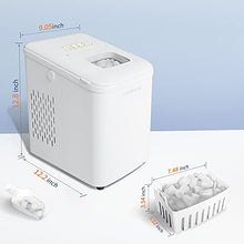 Load image into Gallery viewer, CROWNFUL Ice Maker Machine for Countertop, 9 Bullet Ice Cubes S/L Ready in 7 Minutes, 26lbs/24H, Auto self-Cleaning, Portable Small Ice Maker with Scoop and Basket (White)