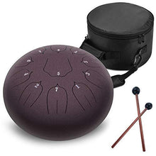 Load image into Gallery viewer, Steel Tongue Drum - 11 Notes 12 inches - Percussion Instrument -Handpan Drum with Bag, Music Book, Mallets, Finger Picks (12'', Dark Purple)