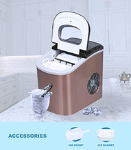 Load image into Gallery viewer, COOLLIFE Compact Counter top Ice Maker Machine with Self-cleaning- 2 Size Bullet Shaped Ice,9 Cubes Ready in 6-8 Minutes,26LBS/24H-with Ice Scoop and Basket for Home/Office (Copper)