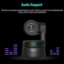 Load image into Gallery viewer, OBSBOT Tiny AI-Powered PTZ Webcam Ai Camera 2-Axis Gimbal Full HD 1080p AI Tracking Zoom Power Gesture Selfie Video Camera for Online Class Meeting Live and Streaming - Black