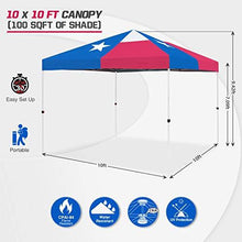 Load image into Gallery viewer, EAGLE PEAK 10’ x 10' Pop Up Canopy Tent Instant Outdoor Canopy Straight Leg Shelter with Adjustable Height and Wheeled Carrying Bag (Texas)