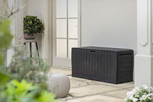 Load image into Gallery viewer, Keter Marvel Plus 71 Gallon Resin Outdoor Storage Box for Patio Furniture Cushion Storage, Brown