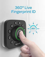 Load image into Gallery viewer, U-Bolt Pro Bluetooth Enabled Fingerprint and Keypad Smart Deadbolt + Bridge WiFi Adaptor | 6-in-1 Keyless Entry | Control Remotely Via Smartphone | Fingerprint ID | Anti-peep Code | Auto Unlock & Lock