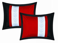 Load image into Gallery viewer, Chic Home 24 Piece Danielle Complete Pintuck Embroidery Color Block Bedding, Sheets, Window Panel Collection Bed in a Bag Comforter Set, Queen, Red