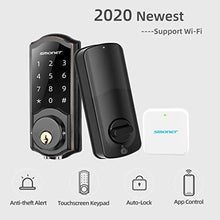 Load image into Gallery viewer, Smart Deadbolt,SMONET Smart WiFi Deadbolt, Digital Electronic Keyless Entry Door Lock Bluetooth Touchscreen Auto Lock with Gateway Hub, Work with Alexa,APP,Code,Key for Home Apartment Front Door,Black