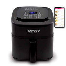 Load image into Gallery viewer, NuWave Brio 6-Quart Air Fryer with App Recipes (Black) Includes Basket Divider, One-Touch Digital Controls, 6 Easy Presets, Wattage Control, and Advanced Functions like SEAR, PREHEAT, DELAY, WARM and More (NEW UPDATED MODEL)