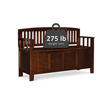 Load image into Gallery viewer, Linon Home Dcor Linon Home Decor Cynthia Storage Bench, 50"w x 17.25"d x 32"h, Walnut