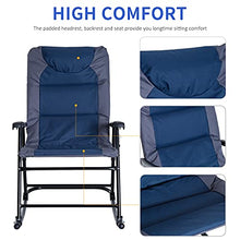 Load image into Gallery viewer, Outsunny Folding Rocking Chair Set Pack of 2 Padded Rockers with Armrest, Navy Blue/Grey