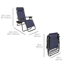 Load image into Gallery viewer, Best Choice Products Set of 2 Adjustable Steel Mesh Zero Gravity Lounge Chair Recliners w/Pillows and Cup Holder Trays, Blue