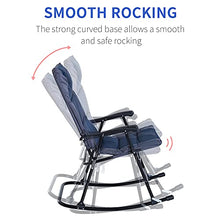 Load image into Gallery viewer, Outsunny Folding Rocking Chair Set Pack of 2 Padded Rockers with Armrest, Navy Blue/Grey