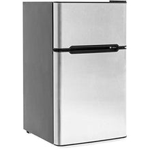 Load image into Gallery viewer, 3.2 Cu. Ft. Stainless Steel Double Doors Compact Mini Refrigerator Internal Freezer Compartment Cooler Fridge Perfect For Home Kitchen Hotel Office Dorm Wet Bars Adjustable Temperature Mechanism