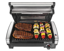 Load image into Gallery viewer, Hamilton Beach Electric Indoor Searing Grill with Viewing Window and Removable Easy-to-Clean Nonstick Plate, 6-Serving, Extra-Large Drip Tray, Stainless Steel (25361)