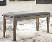 Load image into Gallery viewer, Signature Design by Ashley Aldwin Upholstered Dining Room Bench, Beige & Gray