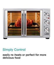 Load image into Gallery viewer, Luby Large Toaster Oven Countertop French Door Designed, 18 Slices, 14'' pizza, 20lb Turkey, Silver
