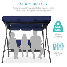 Load image into Gallery viewer, Best Choice Products 3-Seater Outdoor Adjustable Canopy Swing Glider, Patio Loveseat Bench for Deck, Porch w/Armrests, Textilene Fabric, Steel Frame - Navy