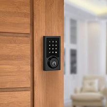 Load image into Gallery viewer, Kwikset 99190-004 Contemporary Premis Touchscreen Keyless Entry Smart Deadbolt Door Lock Works with Apple HomeKit Featuring SmartKey Security, Iron Black