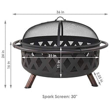 Load image into Gallery viewer, Sunnydaze Black Crossweave Large Outdoor Fire Pit - 36-Inch Heavy Duty Wood-Burning Fire Pit with Spark Screen for Patio & Backyard Bonfires, Includes Poker & Round Fireplace Cover