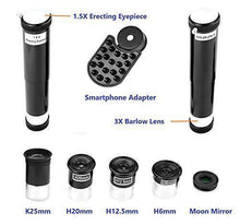 Load image into Gallery viewer, MaxUSee 70mm Refractor Telescope with Tripod & Finder Scope for Kids & Astronomy Beginners, Portable Telescope with 4 Magnification eyepieces & Phone Adapter