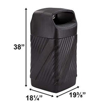 Load image into Gallery viewer, Safco Products 9371BL Twist Outdoor/Indoor Covered Top Plastic Trash Can, 32-Gallons, Two Openings, Touch-Free Disposal, Weather-Resistant, Ideal for Busy Environments, Black