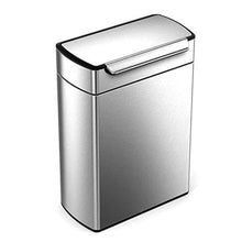 Load image into Gallery viewer, simplehuman 48 Liter / 12.7 Gallon Touch-Bar Kitchen Recycling, Brushed Stainless Steel Dual Compartment Trash Can