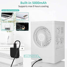 Load image into Gallery viewer, Portable Air Conditioner, 5000mAh Rechargeable Battery Auto Oscillation 700ml Water Tank Personal Mini Air Cooler with 3 Wind Speeds, 3 Cooling Levels, Perfect for Office Desk, Dorm, Bedroom and Outdoors