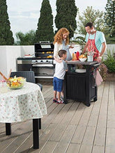 Load image into Gallery viewer, Keter Unity Portable Outdoor Table and Storage Cabinet with Hooks for Grill Accessories-Stainless Steel Top for Patio Kitchen Island or Bar Cart, Dark Grey