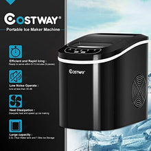 Load image into Gallery viewer, COSTWAY Ice Maker Countertop, 26LBS/24H Portable and Compact Ice Machine, Ice Cubes Ready in 6 Mins, Electric High Efficiency Express Clear Operation Control Panel with Ice Scoop (Black)