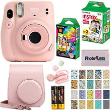 Load image into Gallery viewer, Fujifilm Instax Mini 11 Instant Camera + Fujifilm Instax Mini Twin Pack Instant Film (16437396) + Single Pack Rainbow Film + Case + Travel Stickers (Blush Pink)